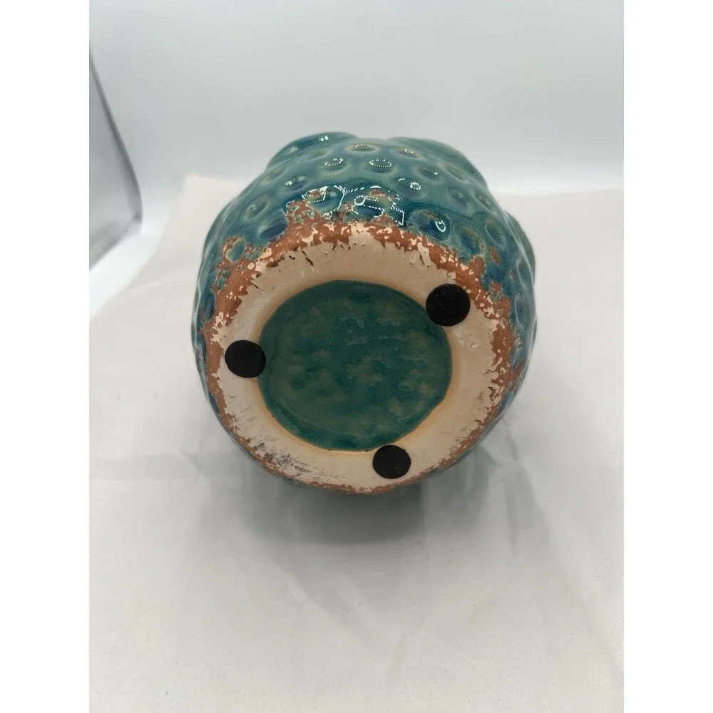 Turquoise Blue Creamer Pitcher Textured 8”